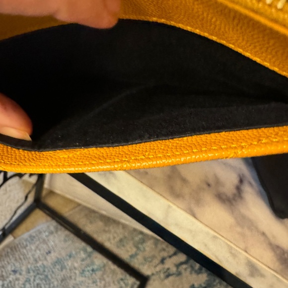 SAINT LAURENT Monogram Grain de Poudre Zip Pouch Card Holder Senape Yellow - Picture 6 of 11